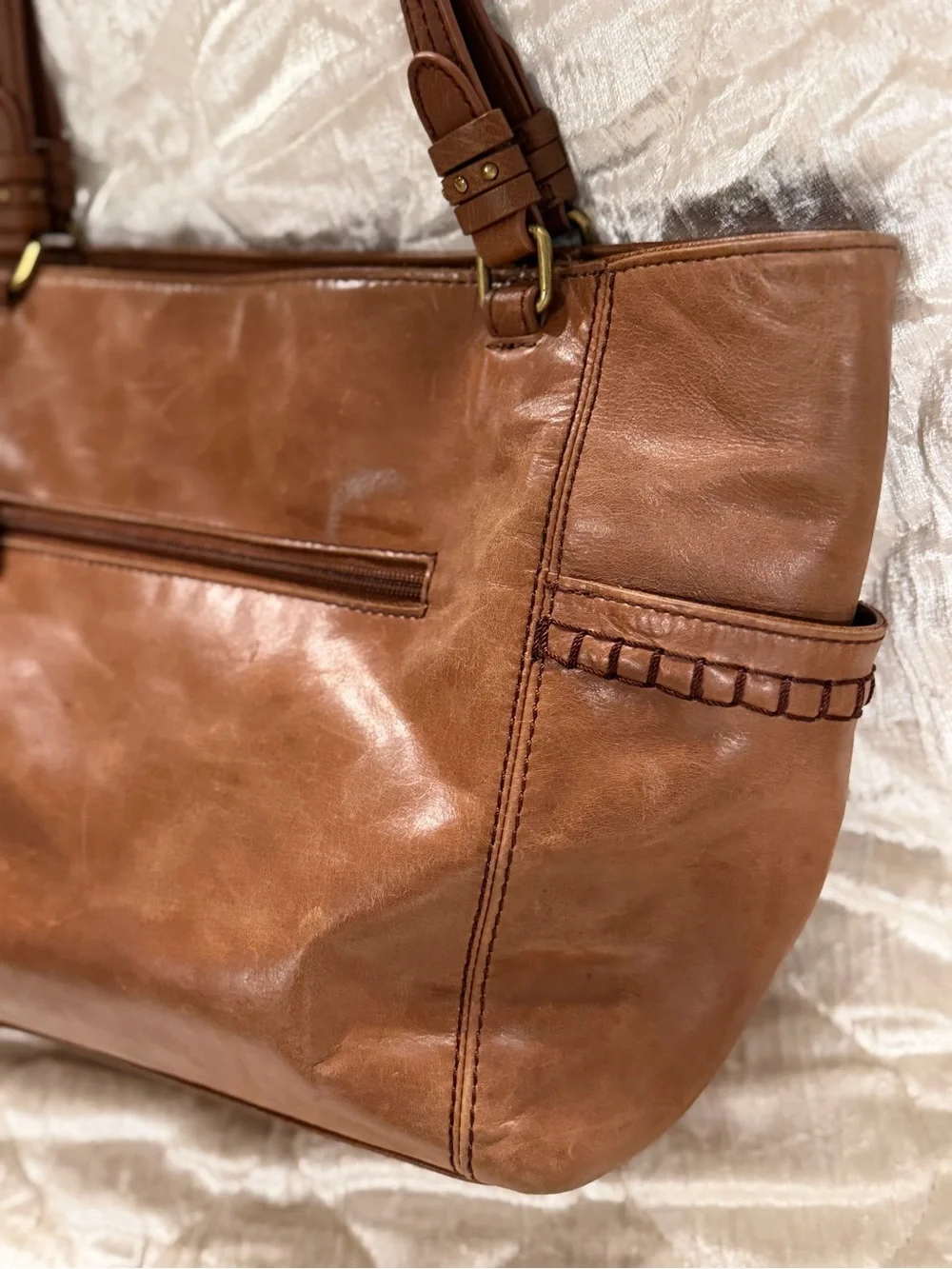 The Sak Sequoia Brown Embossed Leather Shoulder Tote